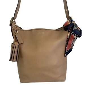 COACH -EUC| Legacy Beige Shoulder Bag with Tassel and Hang Tag